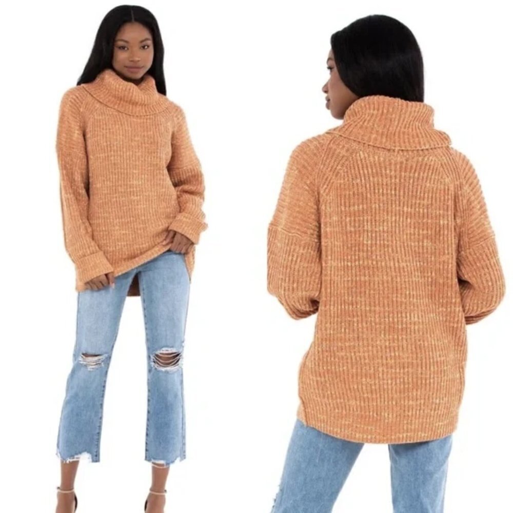Free People Leo Oversized Cowl Neck Sweater in Petal Combo Sz. XS
